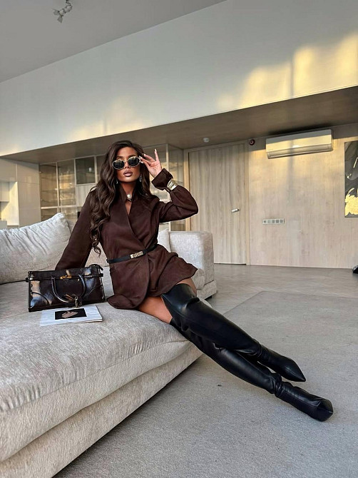 Женский стильный романтичный костюм: шорты + жакет замш на дайвинге Одесса - изображение 5