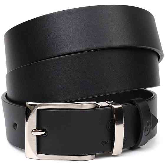 Стильний ремінь для чоловіків з натуральної шкіри Чорний (GRANDE PELLE) Київ