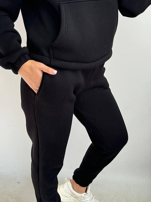 Флісовий спортивний костюм зі змійкою Чорний XL-2XL Харків - фото 4