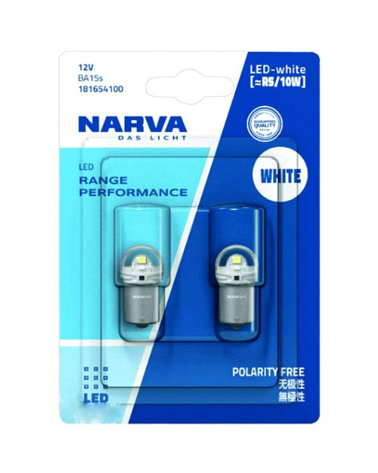 Комплект світлодіодних ламп NARVA 18165B2 R5W/R10W LED Range Performance 12V BA15s WHITE 6000K (2 шт) Харків - фото 4