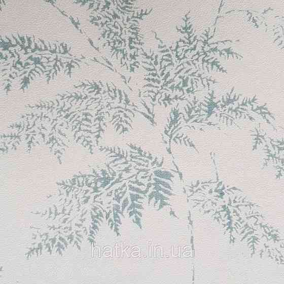 Шпалери флізелінові дитячі еко Lutece Tartine et Chocolat ніжні великі гілки листя бірюзові на білому Київ