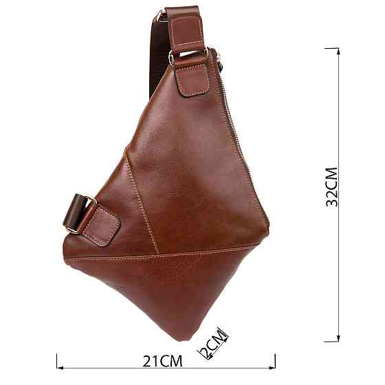 Стильная кожаная мужская сумка через плечо GRANDE PELLE 11358 Коричневый Киев