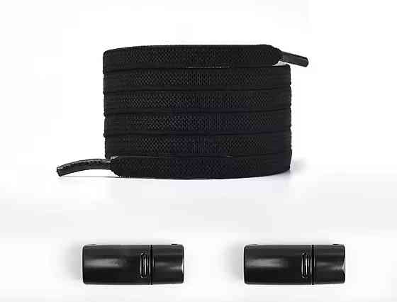 Еластичні шнурки без зав'язок з магнітними застібками в один колір 5 мм Чорний Сміла