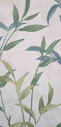 Обои виниловые на флизелине Sintra Adria метровые листья ветки зеленые салатовые на бежевом Киев