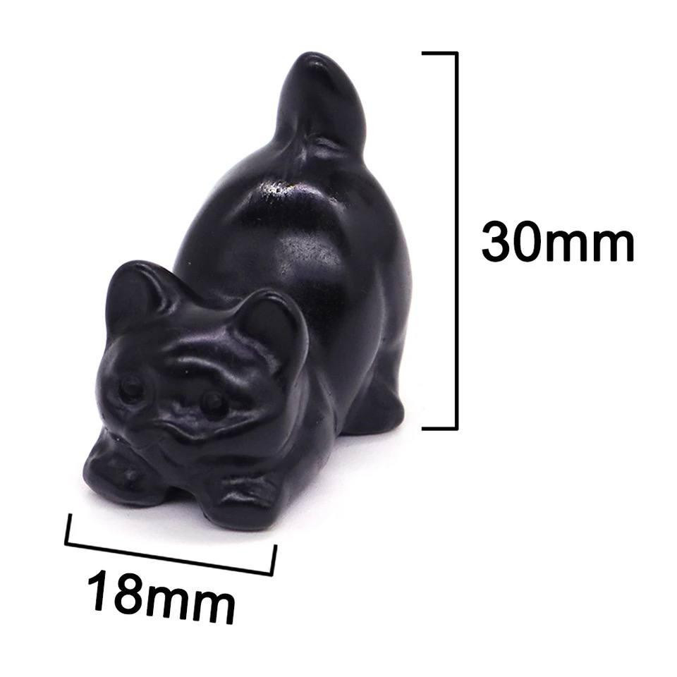 Фигурка черного кота из натурального камня обсидиана 30*18мм Киев - изображение 1
