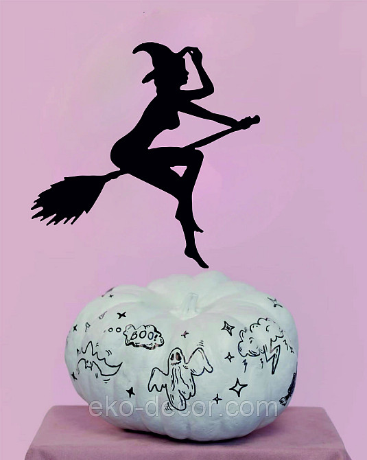 Декоративное настенное Панно «Ведьма на метле», Декор на стену 70*68 см, Черный Киев - изображение 9