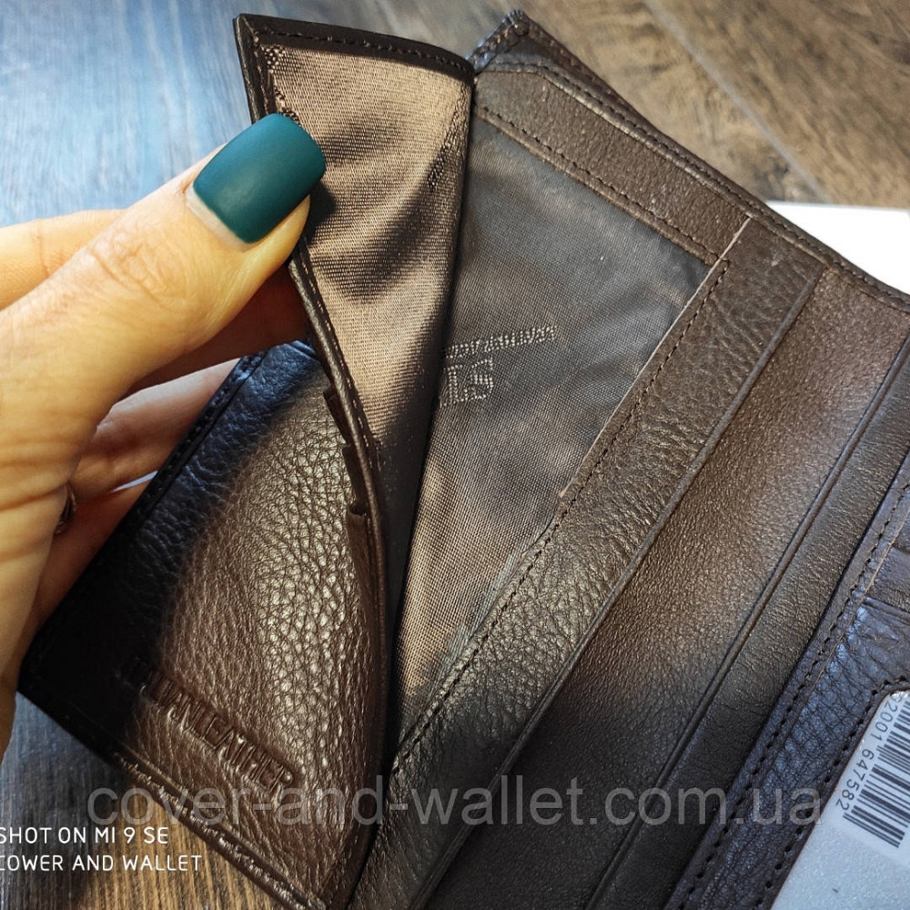 Шкіряний чоловічий гаманець купюрник коричневого кольору ST B-MS35 Київ - фото 3
