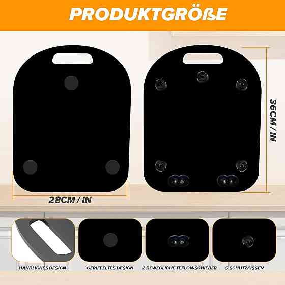 Скользящая доска для Thermomix TM5/TM6 акриловая черная 8 мм с шариковыми роликами ручкой и резиновыми ножками Киев