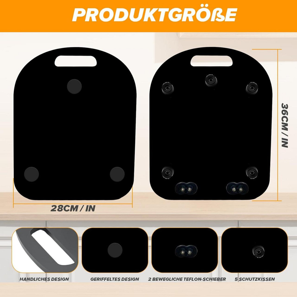 Скользящая доска для Thermomix TM5/TM6 акриловая черная 8 мм с шариковыми роликами ручкой и резиновыми ножками Киев - изображение 2