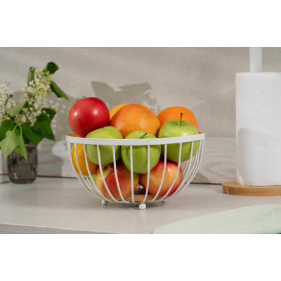 Фруктовница Ardesto Midori 25х25х13см, метал, дерево, білий (AR0904W) Винница - изображение 9