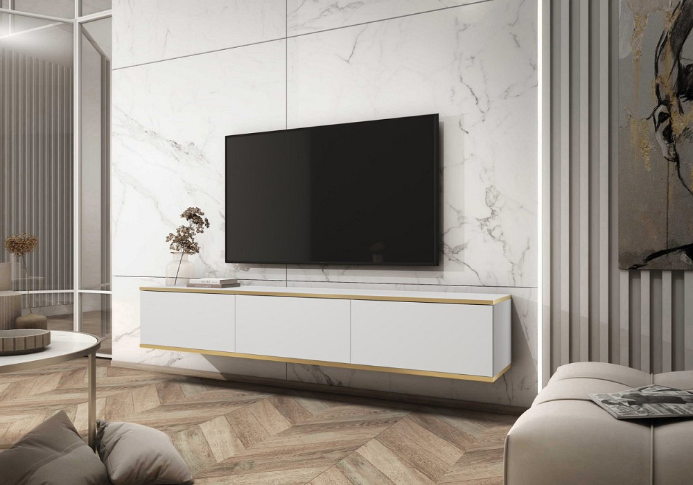Тумба під телевізор навісна Perfect Home Оро / Oro 3-дверна RTV175 Білий (PFH-091353) Дніпро - фото 1