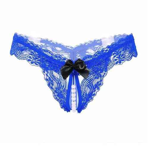 Стрінги з бусинками та бантиком сині - розмір універсальний (на резинці), 15% нейлон, 85% поліестер Київ
