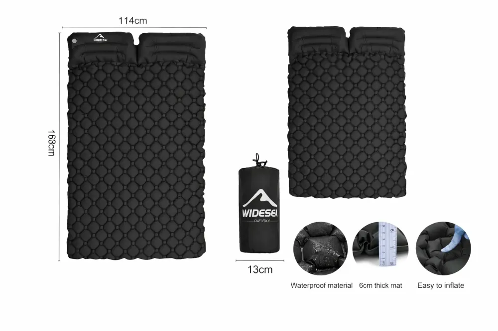 Матрас коврик надувной NMN-208 туристический с подушкой с чехлом 190 х 120 х 5 см Чёрный Коломия - фото 3