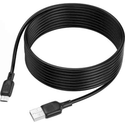 Дата кабель USB 2.0 AM to Micro 5P 3.0m Lenny silicone BX113 black BOROFONE (6941991115547) Винница