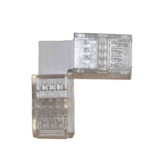 Коннектор L-образный 10 мм лента-лента RGB IP65, прозрачный Днепр