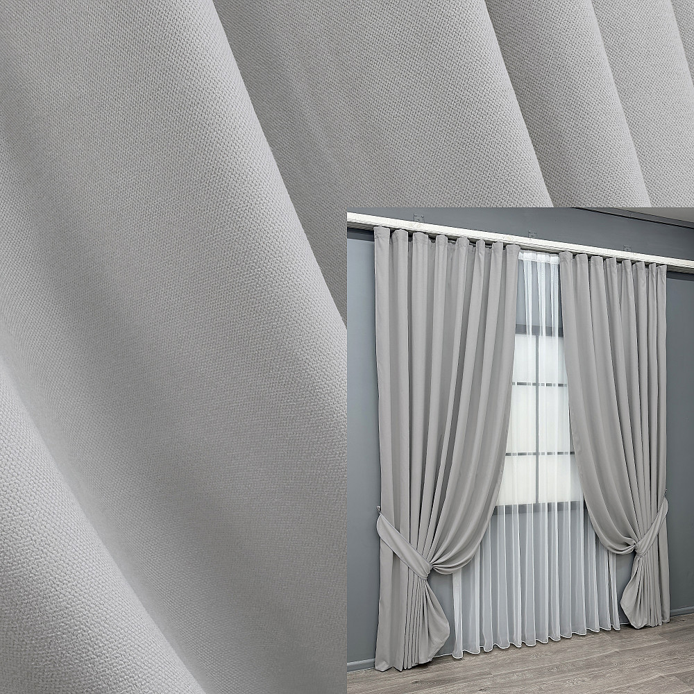 Комплект готових штор VR-Textil Мікровелюр Petek № 1477ш Світло-сірий 100х270 см 2 шт (31-0124) Київ - фото 1