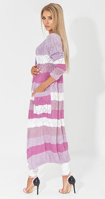 Ажурний кардиган із кишенями в смужку (48-52) Київ - фото 5