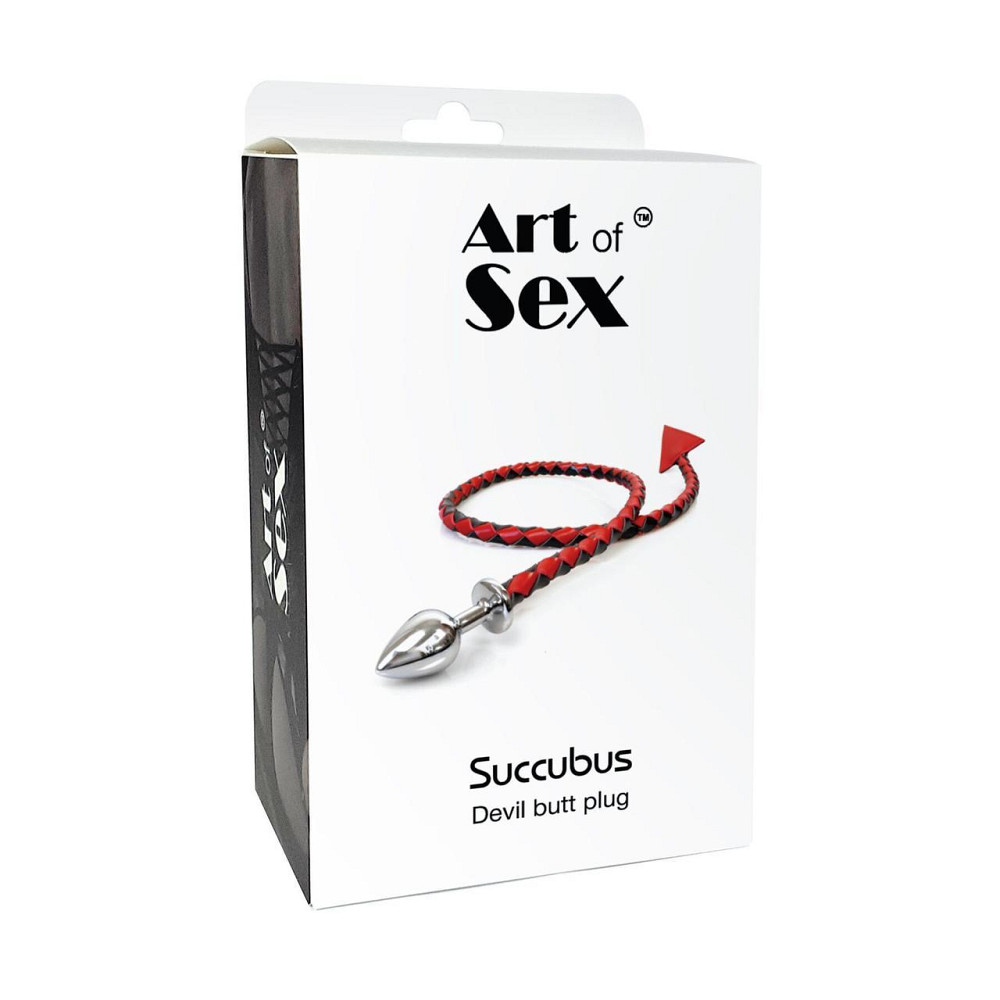 Металева анальна пробка L з диявольським хвостом Art of Sex - Succubus, екошкіра, чорний/золото Sex Aura Київ - фото 5