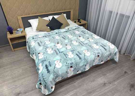 Плед-покривало Decorator WellSoft 150х210 см з різдвяним принтом Блакитний (87-283) Київ