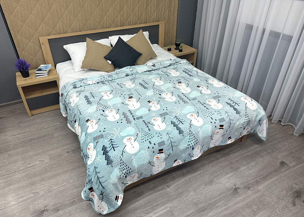 Плед-покривало Decorator WellSoft 150х210 см з різдвяним принтом Блакитний (87-283) Київ - фото 3