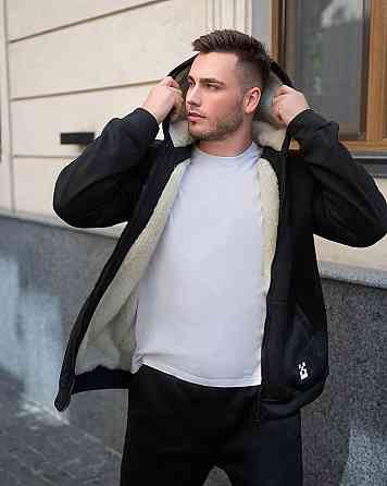 Чоловічий теплий зимовий спортивний костюм на хутрі Чорний 48/50 Харків