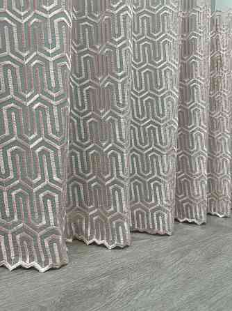 Тюль фатин з вишивкою колір білий з пудровим 1506т Київ