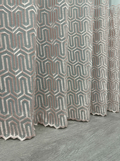 Тюль фатин з вишивкою колір білий з пудровим 1506т Київ - фото 6