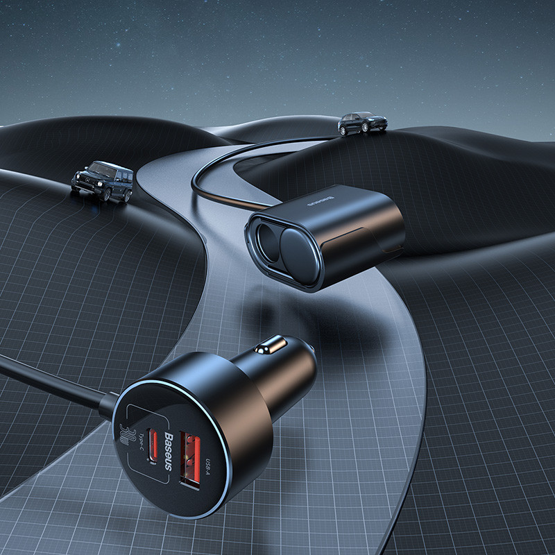 Автомобільний зарядний пристрій Baseus High Efficiency Pro 1-for-2 Car Cigarette Lighter 30W Cosmic Black Киев - изображение 10