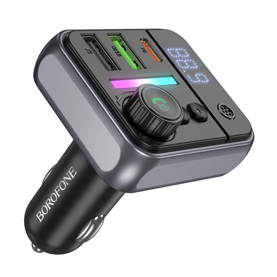 Автомобільний зарядний пристрій з FM-модулятором BOROFONE BC50 Ascenso PD20W+QC3.0 car BT FM transmitter Black Одеса