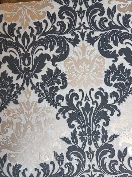 Шпалери метрові вінілові на флізелін Marburg Villa Romana класичні вензелі завитки чорні сірі бронзові Київ - фото 2