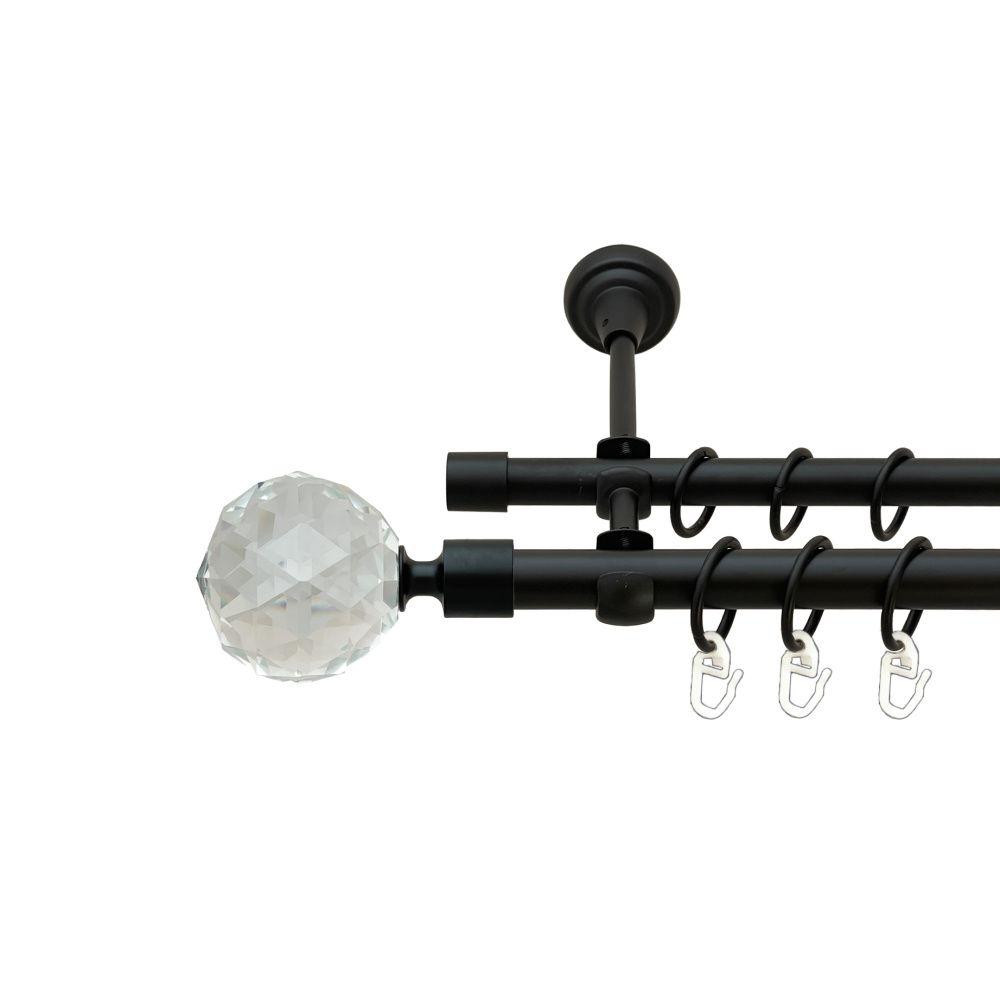 Карниз Orvit Люміера металевий дворядний відкритий гладка труба кільце металеве Чорний Оксамит 19\16 мм 200 см Львов - изображение 1