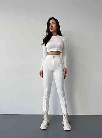 Женские теплые лосины на высокой посадке с молнией пума на флисе Одесса