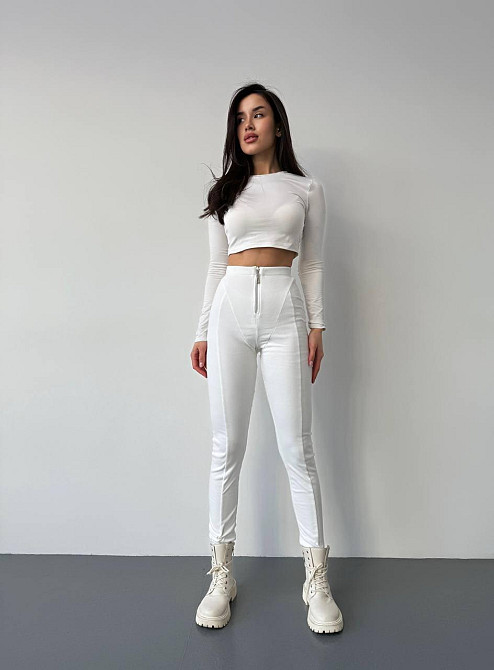 Женские теплые лосины на высокой посадке с молнией пума на флисе Одесса - изображение 3