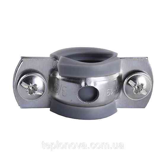 Хомут у зборі CR 3/8| (16-19 мм) з гвинтом-шурупом 8*80 і дюбелем у уп., сірий Чернівці