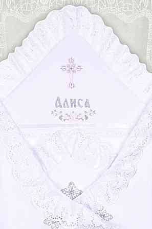 Крижма іменна для дівчинки 85*85 см топ Крохатушка одяг Київ