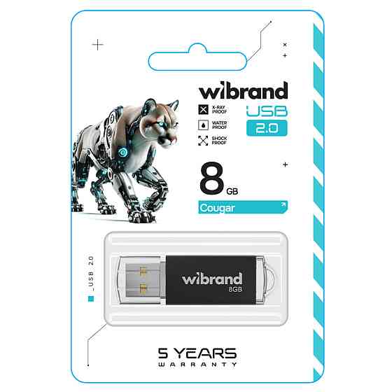 Flash Wibrand USB 2.0 Cougar 8Gb Black (WI2.0/CU8P1B) Київ