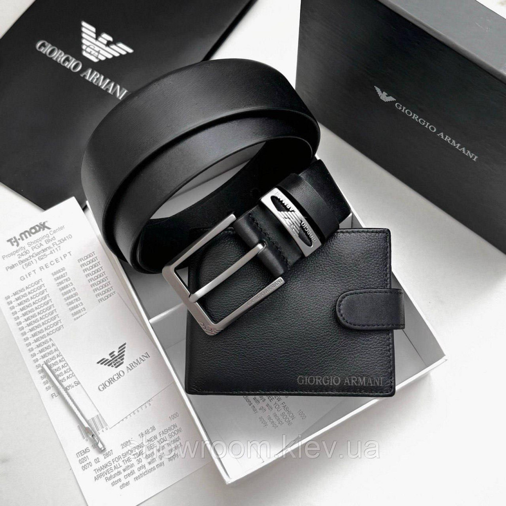 Мужской подарочный набор портмоне и ремень Armani (113) Киев - изображение 3