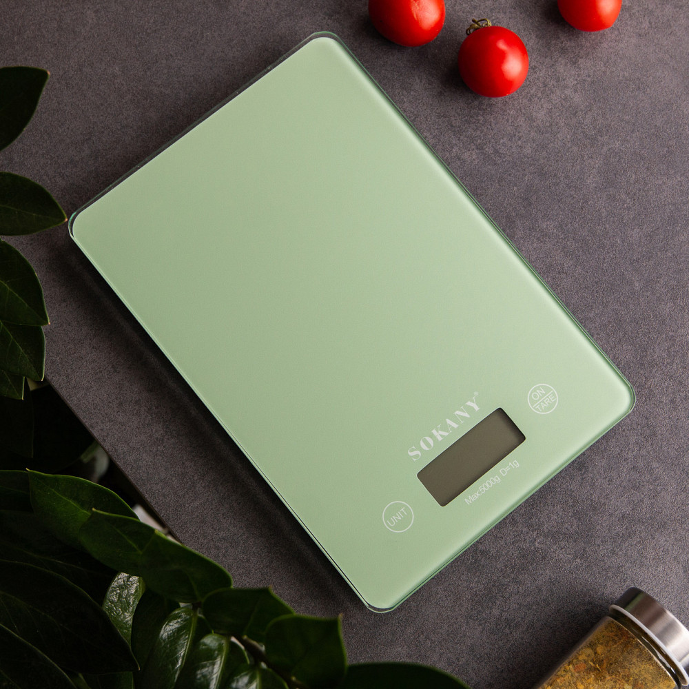 Ваги для кухні Sokany до 5 кг електронні на батарейках Зелені Lugi SK-19027GR Коломия - фото 4