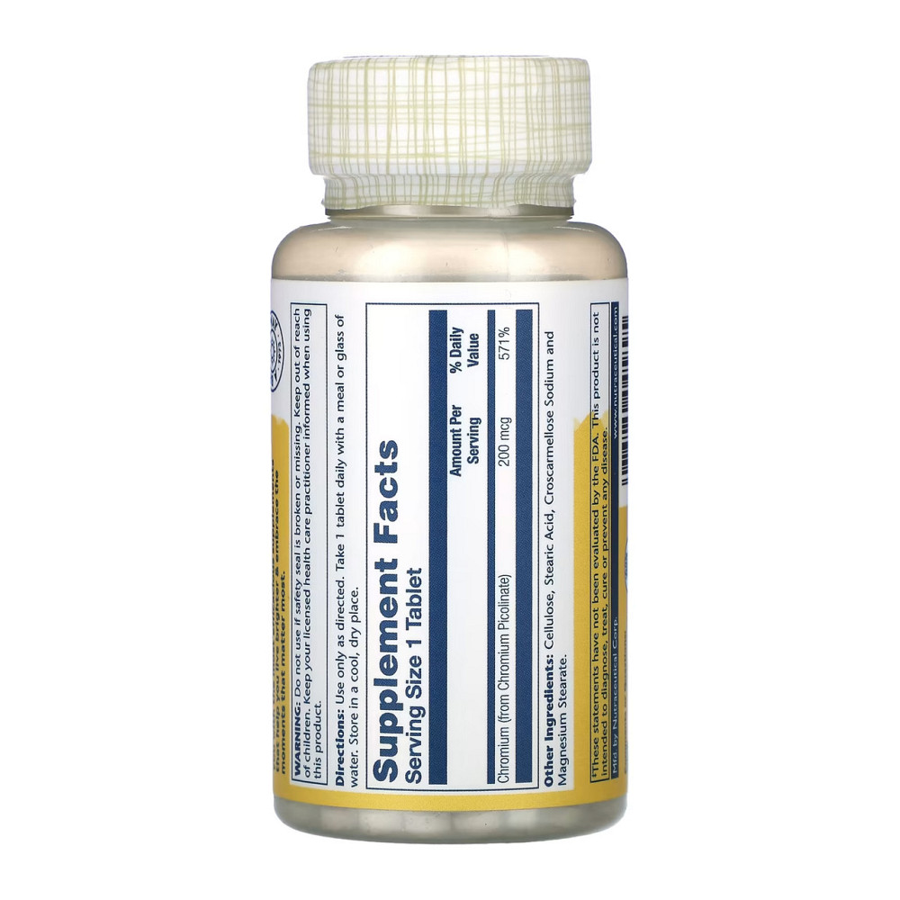 Хром піколінатSolaray Chromium Picolinate 200mcg 100 tabs Київ - фото 3
