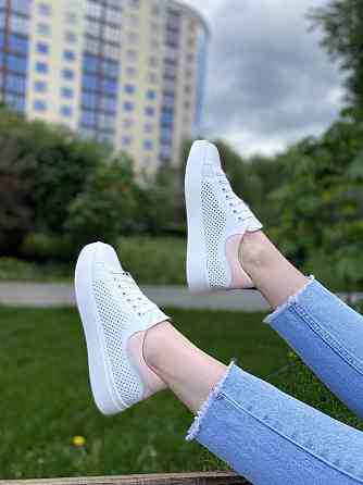 Кеды женские Украина белые натуральная кожа размер 37 (арт. 23.5см) Коломия