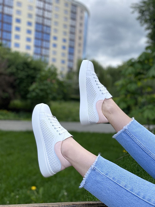 Кеды женские Украина белые натуральная кожа размер 37 (арт. 23.5см) Коломия - фото 3