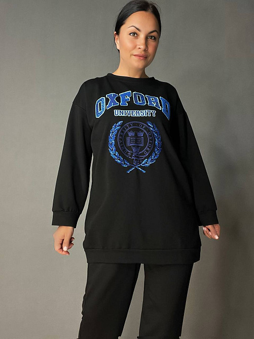 Костюм женский LSK 6011-5539 свитшот с вышивкой Oxford и джогерами черный, черный, L Киев - изображение 5