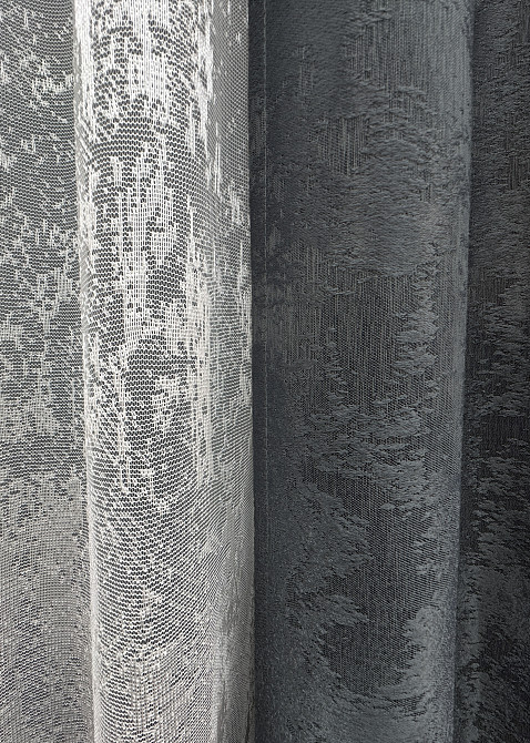 Комплект штор VR-Textil Жаккард Мрамор 150х270 2шт и Тюль 400х270 1123ш-1400т Графитовый с белым 71-003/3 Киев - изображение 7