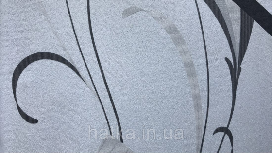 Шпалери вінілові на флізеліні Marburg Chelsea 0.53х10 абстрактний малюнок завитки чорні сірі на білому Київ