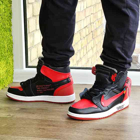 Кросівки Nike AIR Jordan Червоні Чоловічі Чорні Джордани Високі Найк (розміри: 41,42,43,44,45) Дніпро