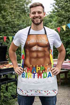 Фартук мужской с приколом Happy birthday 75 на 60 см разноцветный Киев