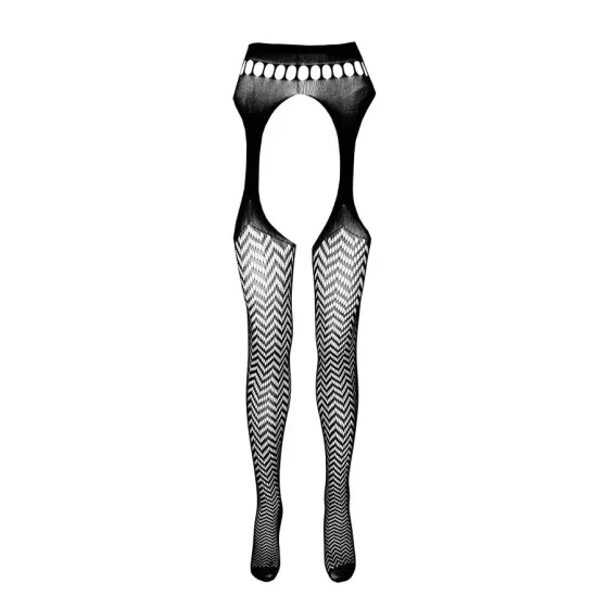 Еротичні колготки-бодістокінг Passion ECO S002 black, з доступом, геометричне плетіння Львів