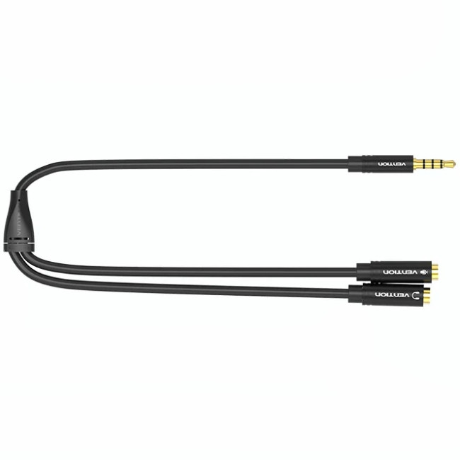 Перехідник аудіо Jack 3.5mm TRRS M -> 2X 3.5mm F (мікрофон + навушники) чорний Vention Вінниця - фото 2