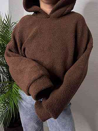 Жіноча тепла плюшева худі з вушками турецьке м'яке хутро Шоколад Одеса