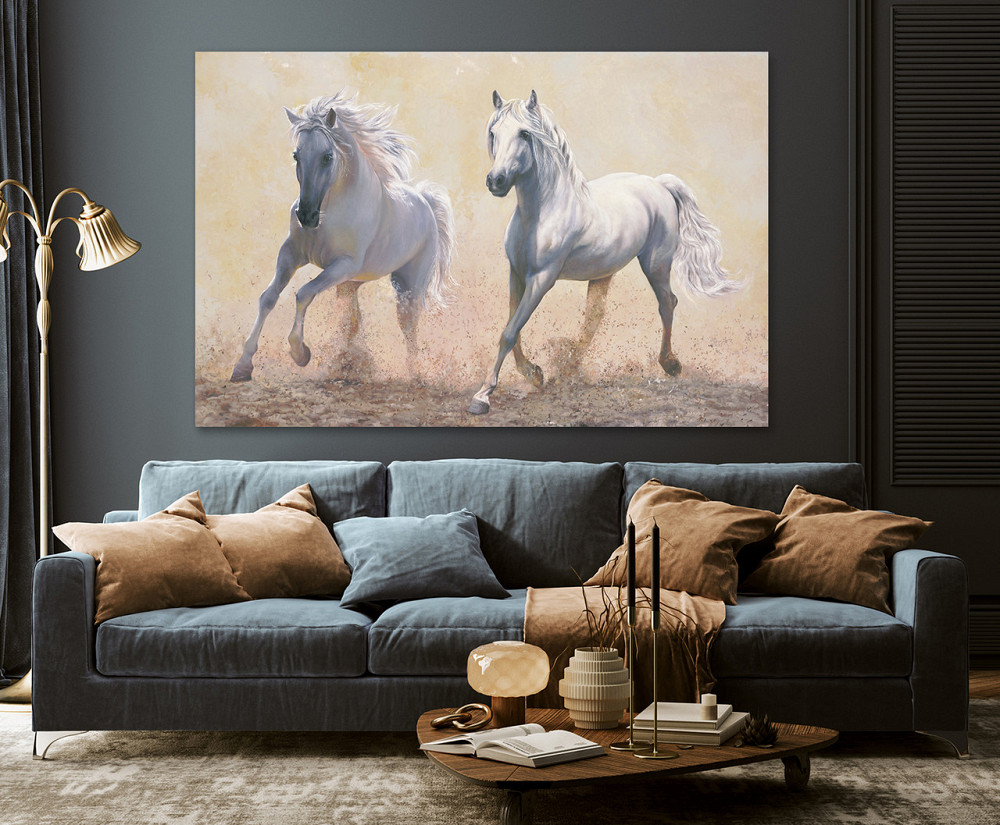 Картина полотно у вітальню / спальню   Пара Коней     MLP_258 ( 60х30см ) 70x140 см Київ - фото 3